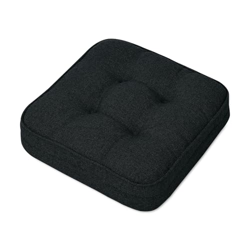 GOFORIT Memory Foam Seat Cushion，Kitchen Chair Cushions for Dining Chairs,Non-Slip Chair Pads with Removable Cover, 16'' x 16'', Black - color: Black