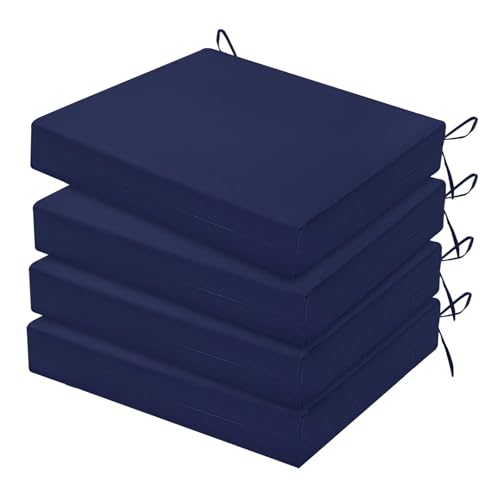 HARBOREST Outdoor Chair Cushions Set of 4, Water Resistant Patio Chair Cushions with Ties, Square Corner Outdoor Seat Cushions for Patio Furniture, 18.5"x16"x3", Navy - color: Navy, size: 18.5"x16"x3" (4 Pack)