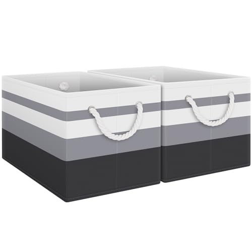 Storage Bins 2-Pack, Foldable Storage Baskets for Organizing Toys, Books, Shelves, Closet, Large Storage Box with Rope Handles, Sturdy Organizer Bins,Gradient Grey - color: Gradient Grey, size: 2pack