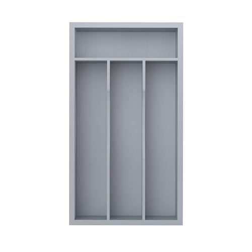 Silverware Organizer, Bamboo Kitchen Drawer Organizer, Utensil Holder, Cutlery Tray & Spoon Flatware Storage with Grooved Drawer Dividers (Grey, 6.7''W x 12''D) - color: Grey, size: 6.7''W x 12''D