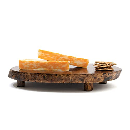 Lipper International 1210 Acacia Burl Finish Serving Board with Feet for Cheese, Crackers, and Hors D'oeuvres, Medium, 10" to 13" Diameter x 2" - size: Medium, 10" to 13" Diameter x 2"