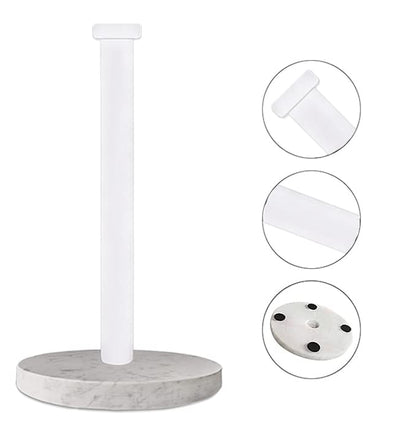 Paper Towel Holder Countertop, Standing Paper Towel Roll Holder for Kitchen Bathroom, with Weighted Marble Base for One-Handed Operation (White), White Marble Paper Towel Holder - color: White-aa