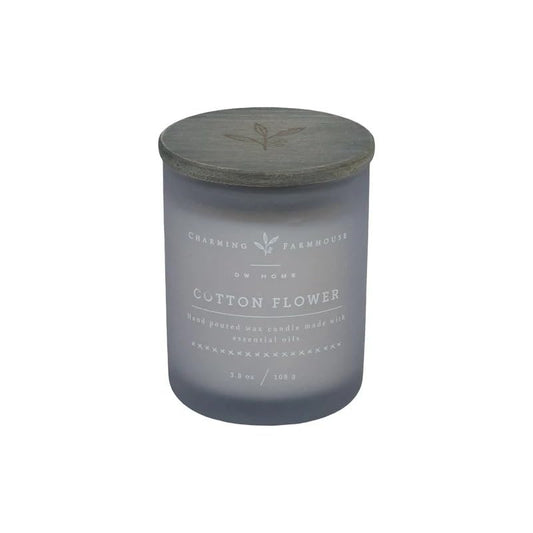 Charming Farmhouse by DW Home Cotton Flower Mini Scented Candle, 4 oz Single Wick Candle, Fresh Cotton & Meadow Flower Fragrance, Farmhouse Home Decor, Up to 12 Hour Burn Time - color: Cotton Flower, size: 4 oz