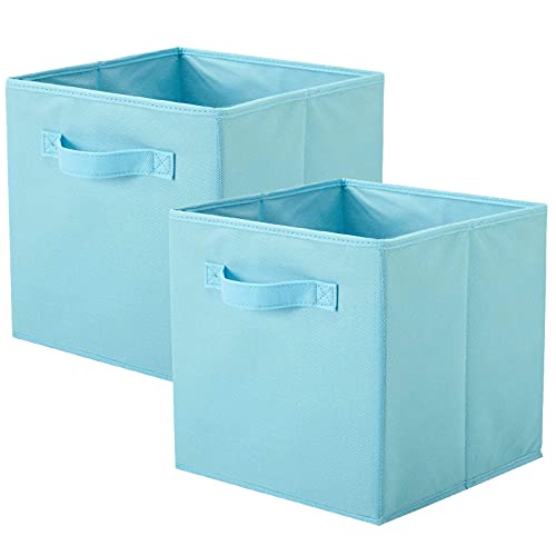 ShellKingdom Storage Bins, Foldable Fabric Storage Cubes And Cloth Storage | Storage Organizer For Closet And Toys, 10.5x10.5x11 INCH, 2 Pack (Light Blue) - color: Light Blue, size: 2