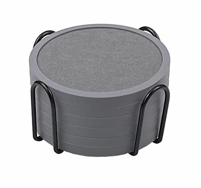 Absorbent Coasters for Drinks with Holder - 6packs, Silicone Coaster with Soft Felt Insert (4.3 inch Coasters with 4.5 inch Holder, Grey) - color: Gray