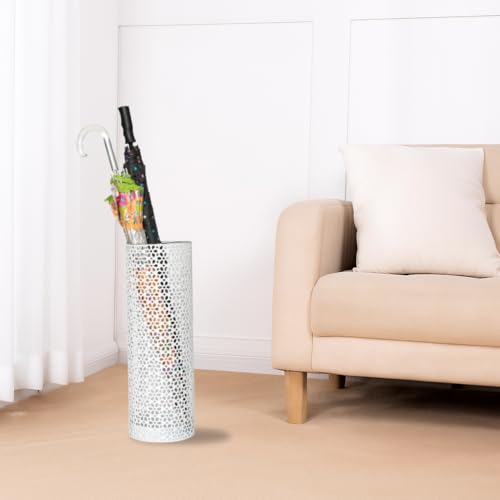 8x20 inch Heavy Duty Metal Umbrella Stand - Durable Storage Holder for Umbrellas - Indoor and Outdoor Use - Stylish and Modern Organizer for Entryways. (White Floral Lace) - color: White Floral Lace
