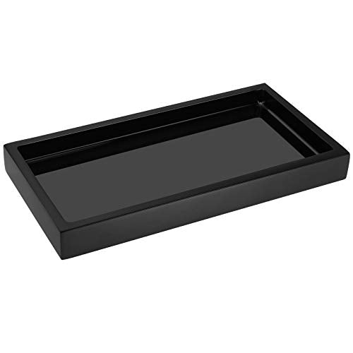Emibele Bathroom Vanity Tray Countertop, 8" Rectangular Marble Resin Tray | Dresser Kitchen Sink Tray, for Jewelry Cosmetic Perfume Soap Candle, Compact Lightweight Waterproof, Mini Size, Black - color: Black, size: 7.7" x 3.9" x 0.8"