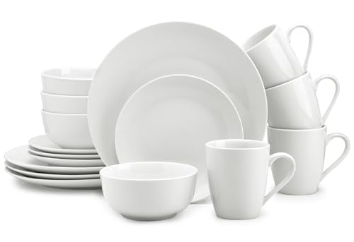 Zulay Kitchen Icon Porcelain Dinnerware Set, Service For 4 - Chip & Scratch Resistant White Plates And Bowls Sets - Microwave & Dishwasher Safe - White - color: Iconic White, size: Service for 4
