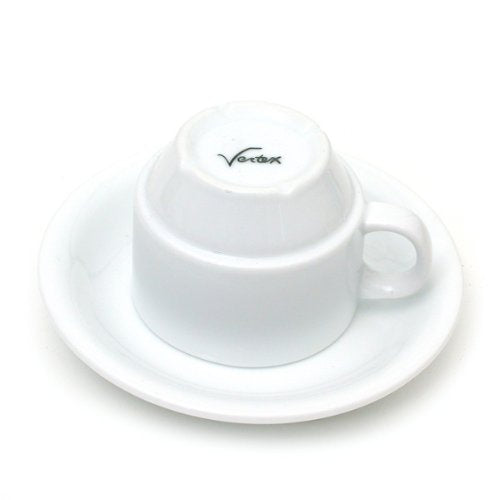 Vertex Porcelain Cappuccino Cup & Saucer Set - 8oz Stackable, Chip-Resistant, Dishwasher & Microwave Safe