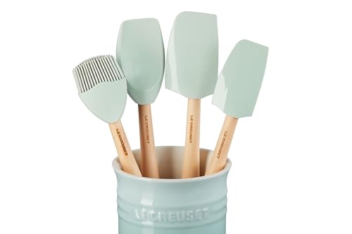 Le Creuset Stoneware & Silicone 5pc. Utensil Crock Set, Sea Salt - color: Sea Salt