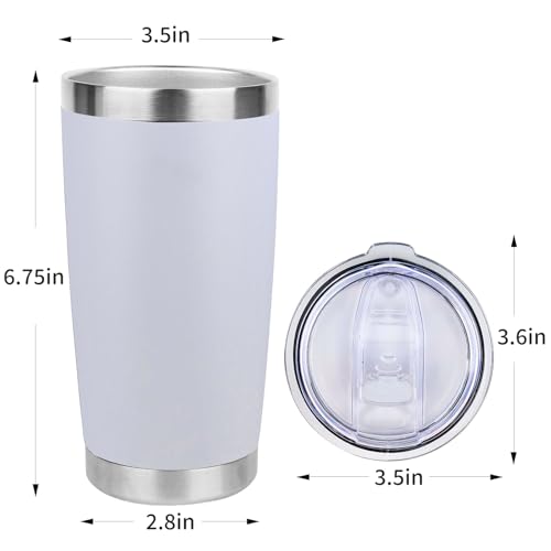 20oz Stainless Steel Tumbler with Lid, Travel Mug - Double Wall Vacuum Powder Coated Cup - White, 1 Pack - color: White, size: 1 Pack