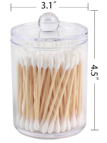 1 Pack Acrylic Qtip Holder Dispenser,Canisters Apothecary Jar Set,12 oz - color: Clear - 12 oz - 1 Pack, size: 2.7 inches