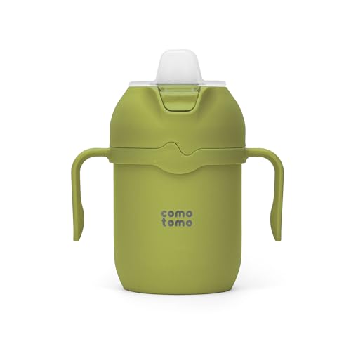 Comotomo Toddler Tumbler 8oz Insulated Sippy Cup with Silicone Straw and Spout, Green - color: Green