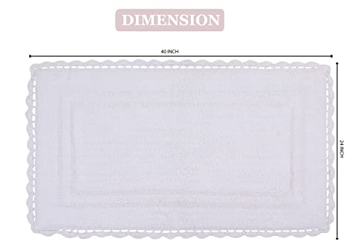 Home Weavers Casual Elegance Reversible Bathmat 100% Cotton Bathroom Rugs Set, Washable Rug, Extra Soft and Absorbent Bath Rug, Kitchen Mat, Bath Mat Set, Non Slip Mat, 24"x40" Rectangle, White - color: White, size: 2' x 3'4" (Rectangular)