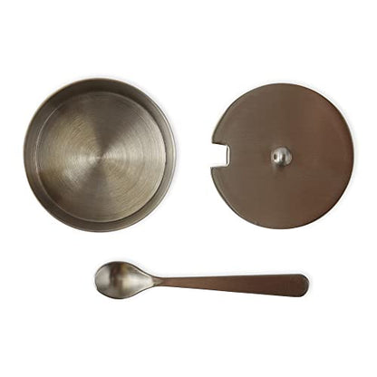RSVP International Endurance Kitchen Collection Salt Cellar Set with Spoon, 2-Ounce, Brushed Stainless Steel - size: 2-Ounce