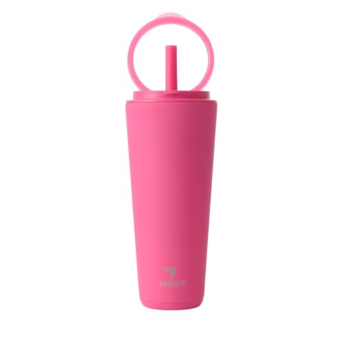 REDUCE Halo 32 oz Stainless Steel Vacuum Insulated Tumbler - Spill Proof Travel Mug with Flip Handle Lid - Keeps Drinks Cold for 32 Hrs - Dishwasher Safe - Cupholder Friendly - Dragon Fruit - color: Dragon Fruit, size: 32 Ounces