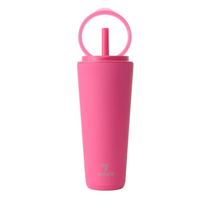 REDUCE Halo 32 oz Stainless Steel Vacuum Insulated Tumbler - Spill Proof Travel Mug with Flip Handle Lid - Keeps Drinks Cold for 32 Hrs - Dishwasher Safe - Cupholder Friendly - Dragon Fruit - color: Dragon Fruit, size: 32 Ounces
