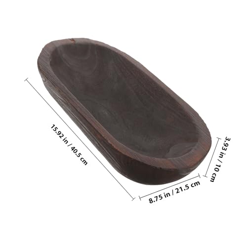 Beaupretty Wooden Decorative Bowl Rustic Dough Bowl Hand Carved Paulownia Wood Centerpiece for Table Decor Candle Holder Home Decor Accent