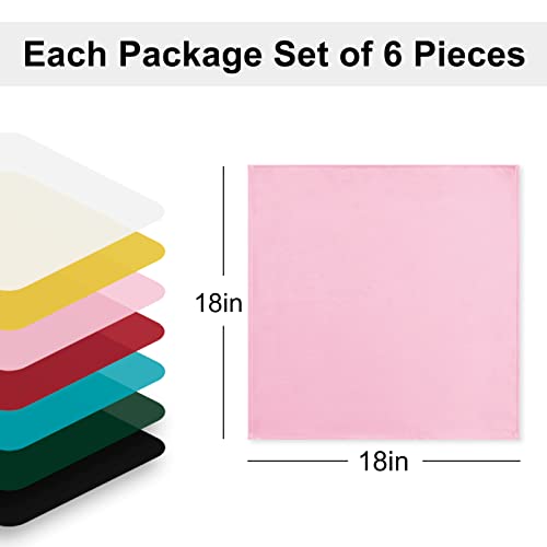 Cloth Napkins Set of 6, 18 x 18 Inch, Washable Pink Dinner Napkins with Hemmed Edges for Restaurant, Wedding and Holiday - color: Pink, size: 18" x 18" (Set of 6)