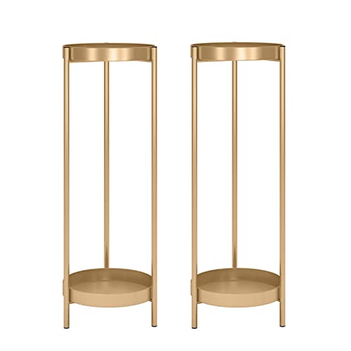 30" Plant Stand, 2 Tier Metal Flower Plants Holder with 2 Removable Display | Easy Install for Indoor or Outdoor,Pot Plant Planter Display(30 X 10in,Gold 2P) - color: Gold 2P