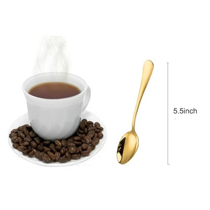 Demitasse Espresso Spoons, 5.5 Inches Stainless Steel Coffee Spoon - color: Gold, size: 5.5Inch