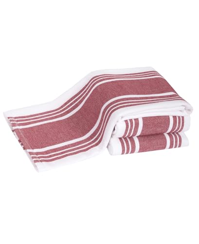 All-Clad Dual-Purpose Kitchen Towels: Highly Absorbent - 100% Cotton, 17"x30" Dish Towels for Cleaning & Drying Dishes & Glassware, 3-Pack, Chili - color: Chili