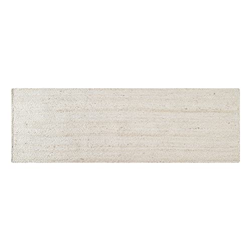 Hausattire Hand Woven Jute Braided Runner, 2x6 ft, Off-White | 100% natural jute, braided texture, reversible, boho farmhouse style, indoor/outdoor, 24x72 - color: Off White, size: 2'x6'
