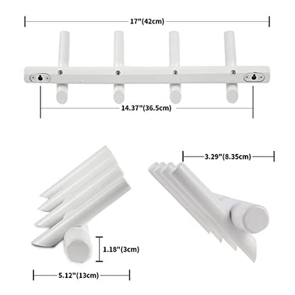 KYSMOTIC Modern Wood Coat Rack - Wall Mounted - White 4 Peg Coat Hooks - Hanging Clothes Robes Towels Hats - color: White, size: 4 Hooks