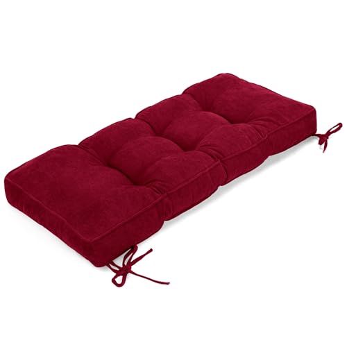 Detiblue Bench Cushion for Indoor Furniture,36x14Inch Tufted Bench Seat Cushion with Non-Slip, Comfortable and Durable for Shoe/Entryway/Storage with Cushion（Red） - color: Red, size: 36x14x4