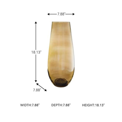Signature Design by Ashley Rhettman Contemporary 18 in. Vase, Transparent Brown - size: 7.88" W x 7.88" D x 18" H
