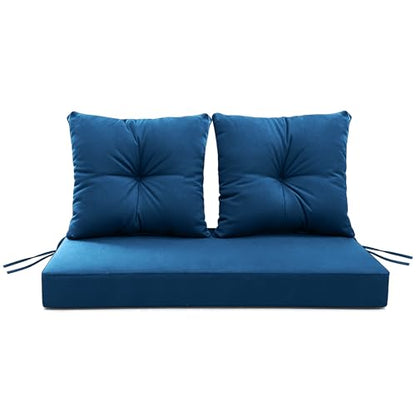 ARTPLAN Loveseat Patio Deep Seat Cushions 46"x24"x5" Bench Pad,Classic Blue | High-density foam fill, solution-dyed UV water repellent fabric, zipper removable cover fits patio swing & bench furniture - color: Classic Blue
