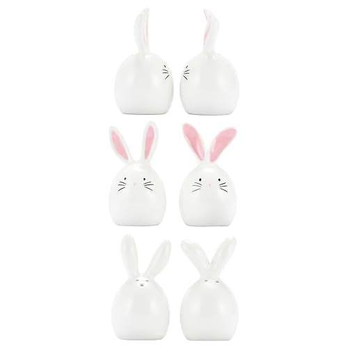 Bico Dreamy Rabbit Ceramic Hand Painted Salt & Pepper Shaker Set, Easter Decoration Table Top, Dishwasher Safe
