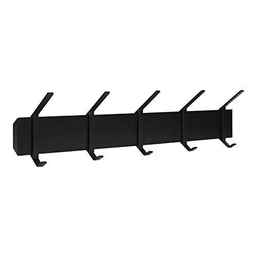 Kate and Laurel Rossmore Farmhouse 5-Hook Wall Hanging Coat Rack, Black, Modern Hanging Rack for Coats, Bags, Or Pots and Pans - color: Black