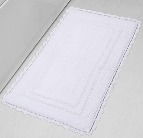 Home Weavers Casual Elegance Reversible Bathmat 100% Cotton Bathroom Rugs Set, Washable Rug, Extra Soft and Absorbent Bath Rug, Kitchen Mat, Bath Mat Set, Non Slip Mat, 24"x40" Rectangle, White - color: White, size: 2' x 3'4" (Rectangular)