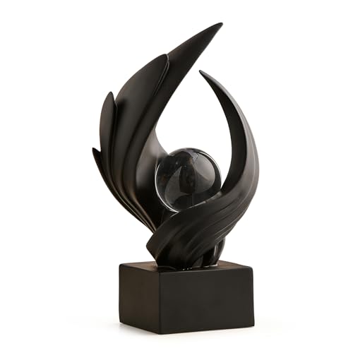 Abstract Art Sculpture, Resin Gold Decorative Statue, Modern White Ornaments for Living Room, Decorativas Modernas for Coffee Table, Entryway & Office Collectibles (Black) - color: Black
