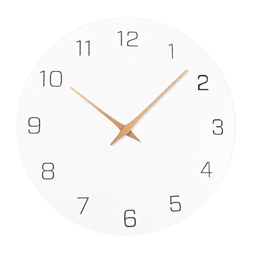 Wall Clock Minimalist Wooden Wall Clock Silent Non Ticking Decorative Hanging Clock Easy Read Dial Wood Suitable for Living Room, Arabic Numerals