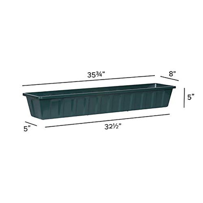 Root & Vessel Poly-Pro Plastic Flower Box Planter, Hunter Green, 36-Inch - color: Green, size: 36-Inch