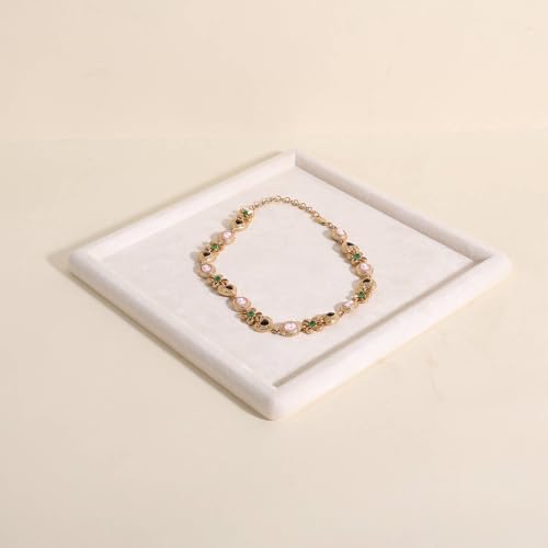 Square velvet Jewerly display tray, Jewelry storage organizer plate, Empty Jewelry showcase tray for Necklace Bracelet Ring Earring display stand holder (Cream-Large, 9.8 x 9.8 in) - color: Cream, size: Large