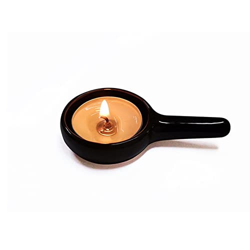 4Pcs Ceramic Candle Spoon Tray Holder Tealight Wax Warmer Little Candle Spoon Replacement Fragrance Aromatherapy Furnace Accessories, Black