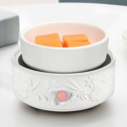 Wax Melt Warmer for Scented Wax Ceramic Wax Warmer Fragrances(Dragonfly) | Candle Oils Home Fragrance Wax Burner True White Electric Candle Warmer as Gifts for Mom Women - color: White Dragonfly