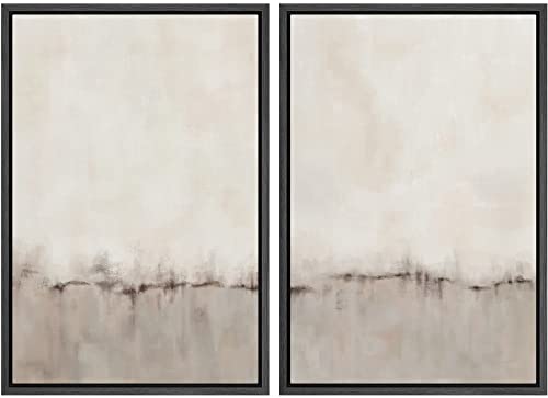MUDECOR Framed Canvas Print Wall Art Set Watercolor Pastel Duotone Tan Landscape Abstract Shapes Illustrations Modern Art Decorative Contemporary for Living Room, Bedroom, Office - 16"x24"x2 Black - color: Bs06-2203-win13, size: 24"L x 16"W, style: Black