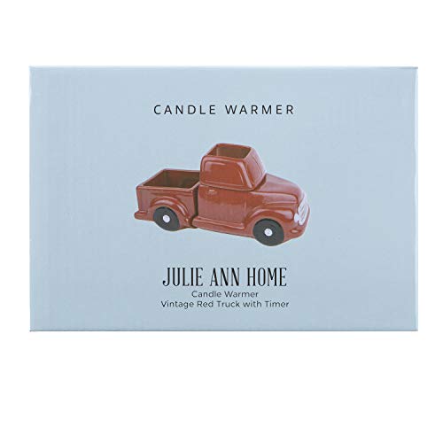 Ceramic Candle Wax Warmer, Vintage Red Truck with Safety Timer | Automatic Plug in Fragrance Warmer for Scented Wax Melts, Cubes, Tarts | Retro Farmhouse Air Freshener Set