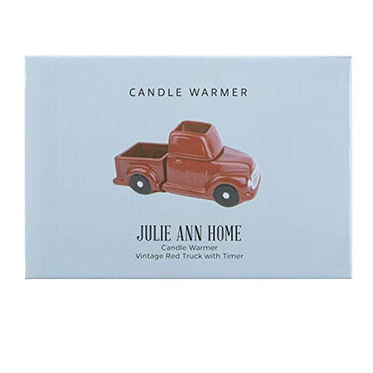 Ceramic Candle Wax Warmer, Vintage Red Truck with Safety Timer | Automatic Plug in Fragrance Warmer for Scented Wax Melts, Cubes, Tarts | Retro Farmhouse Air Freshener Set