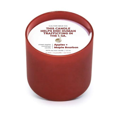 Dignity Series Apples & Maple Bourbon Scented Candle | 35 Hour Burn - Made in the USA Luxury Clean Soy Wax Candles - Long Lasting Red Glass Jar Candle for Home - 1 Wick - 5.3oz - color: Apples + Maple Bourbon