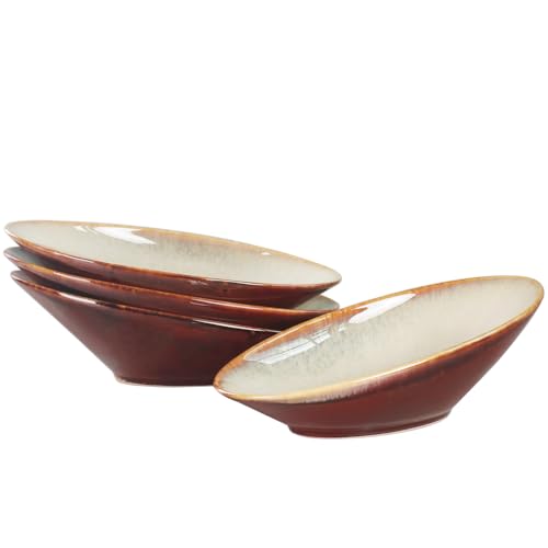Ceramic Serving Platters, Salad Plate Set of 4, Large Serving Tray for Entertaining, for Snacks, Dessert, Salad, Appetizer, Dinner Dishwasher Safe, High and low diameter 10.3 Inch - color: High and low diameter, size: 10.3 Inch