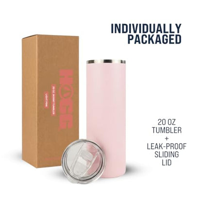 Hogg 20 oz Skinny - Light Pink, Powder Coated Tumblers for Laser Engraving, Engravable Tumblers Bulk, Stainless Steel Cups Bulk, Insulated Cups with Lids - color: Light Pink
