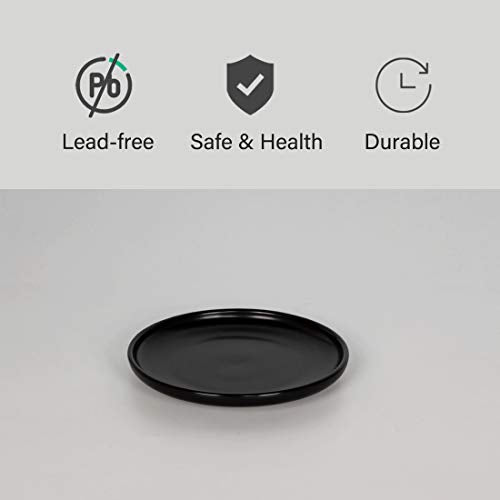 6 Inches Small Appetizer Plates Matte Porcelain, Elegant Mini Size Round Serving Plates for Dessert, Salad, Snacks, Set of 6 (Black)