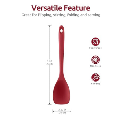 U-Taste 600ºF High Heat 9in Silicone Kitchen Tong and 600ºF Heat Resistat Spatula Spoon Flexible Silicone Cooking Scoop Spoonula (Red)