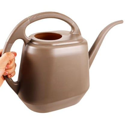 Long Spout Watering Can for Indoor Plants, Garden Watering Can with Thickened Plastic Body, Deep Gray Floral Design, Suitable for Houseplants and Balcony Gardening