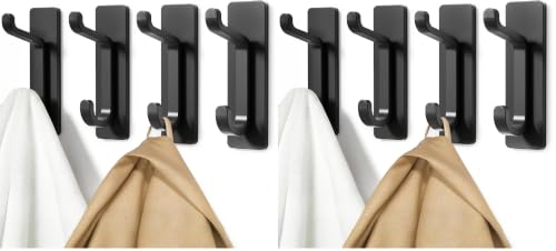 pickpiff Wall Hooks for Coat and Towel: 13LB Strong Adhesive Door Hanger Stick on, Black 8 Pack - color: Black, size: 8 Pack